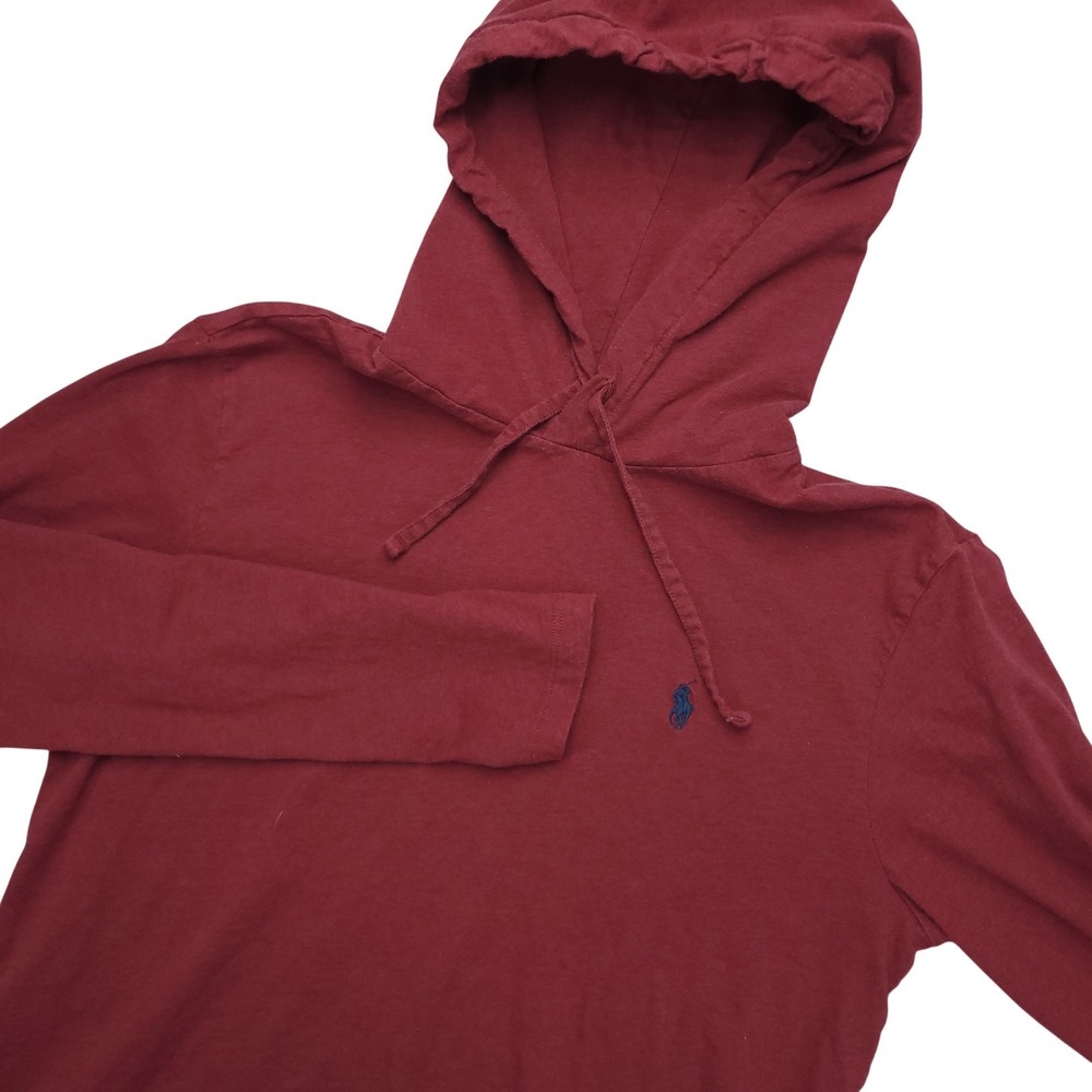 Polo Ralph Lauren Hoodie Mens Medium Red Lightweight Jersey Pullover Pony Logo